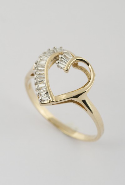 Gouden hart ring met diamanten