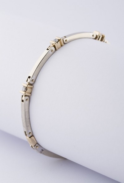 Wit/geel gouden armband met briljant (Le Chic)