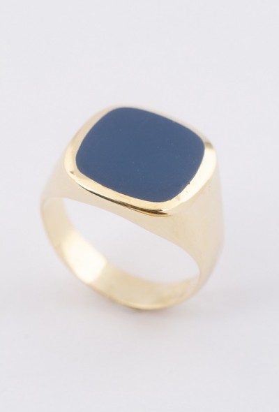 Gouden heren ring met blauw lager