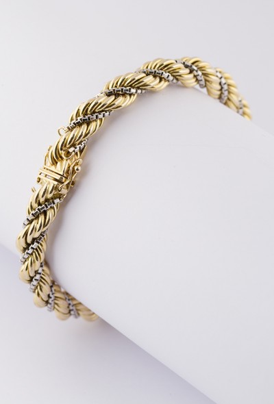 Wit/geel gouden koord armband