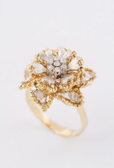 Wit/geel gouden entourage ring met diamanten