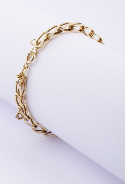 Gouden schakel armband met veiligheidsketting