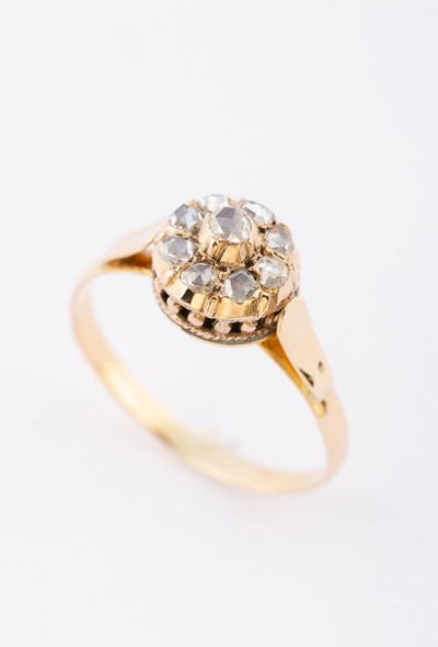 Gouden entourage ring met roos geslepen diamanten